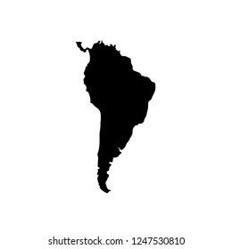 Vector isolated illustration icon with black silhouette of continent South America. White background