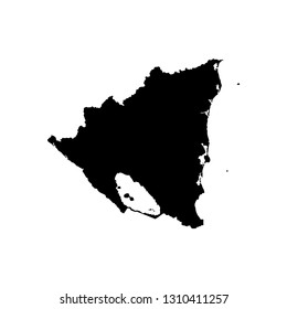 Vector isolated illustration icon with black silhouette of simplified map of Republic of Nicaragua. White background