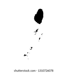 Vector isolated illustration icon with black silhouette of simplified map of Saint Vincent and the Grenadines. White background