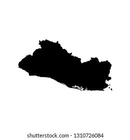 Vector isolated illustration icon with black silhouette of simplified map of El Salvador. White background