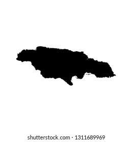 Vector isolated illustration icon with black silhouette of simplified map of Jamaica. White background