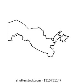 Vector isolated illustration icon with black outline silhouette of simplified map of Uzbekistan. White background