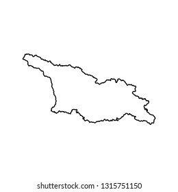 Vector isolated illustration icon with black outline silhouette of simplified map of Georgia (country). White background