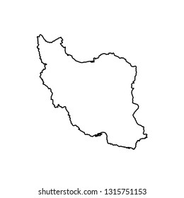 Vector isolated illustration icon with black outline silhouette of simplified map of Islamic Republic of Iran. White background