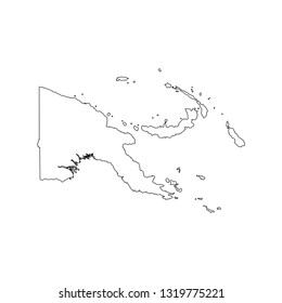 Vector isolated illustration icon with black line silhouette of simplified map of Papua New Guinea. White background