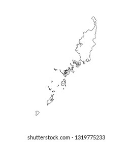 Vector isolated illustration icon with black line silhouette of simplified map of Palau. White background