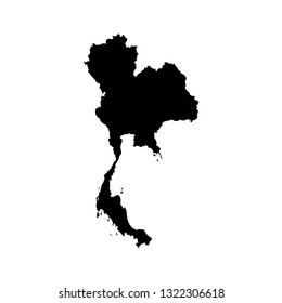 Vector isolated illustration icon with black shape silhouette of simplified map of Thailand. White background