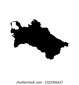 Vector isolated illustration icon with black shape silhouette of simplified map of Turkmenistan. White background