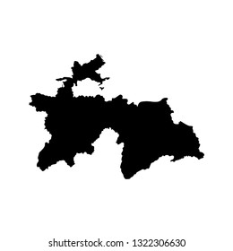 Vector isolated illustration icon with black shape silhouette of simplified map of Tajikistan. White background