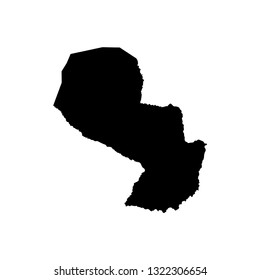 Vector isolated illustration icon with black shape silhouette of simplified map of Paraguay. White background