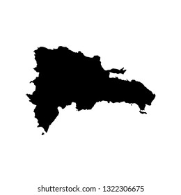 Vector isolated illustration icon with black shape silhouette of simplified map of Dominican Republic. White background