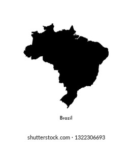 Vector isolated illustration icon with black shape silhouette of simplified map of Brazil. White background
