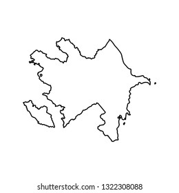 Vector isolated illustration icon with black outline silhouette of simplified map of Azerbaijan. White background