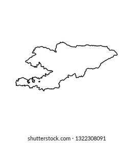 Vector isolated illustration icon with black outline silhouette of simplified map of Kyrgyzstan. White background