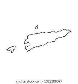 Vector isolated illustration icon with black outline silhouette of simplified map of East Timor. White background