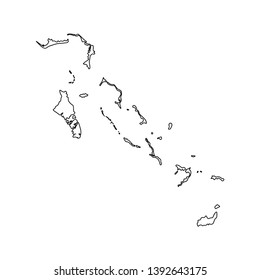 Vector isolated illustration icon with black line silhouette of simplified map of Bahamas. 