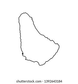 Vector isolated illustration icon with black line silhouette of simplified map of Barbados. 