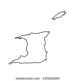 Vector isolated illustration icon with black line silhouette of simplified map of 
Trinidad and Tobago. 