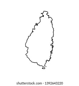 Vector isolated illustration icon with black line silhouette of simplified map of Saint Lucia. 