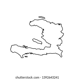Vector isolated illustration icon with black line silhouette of simplified map of Haïti. 