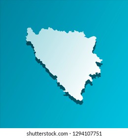 Vector isolated illustration icon with light blue silhouette of simplified map of Bosnia and Herzegovina. Bright blue background with shadow