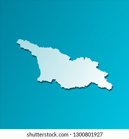 Vector isolated illustration icon with light blue silhouette of simplified map of Georgia (country). Bright blue background with shadow