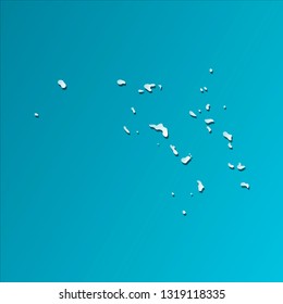 Vector isolated illustration icon with light blue silhouette of simplified map of Marshall Islands (Oceania state). Bright blue background with shadow