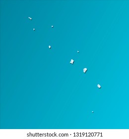 Vector isolated illustration icon with light blue silhouette of simplified map of Tuvalu (Ellice Islands, Oceanian state). Bright blue background with shadow