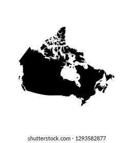 Vector isolated illustration icon of simplified political map Canada. Black silhouette. White background