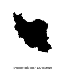 Vector isolated illustration icon with simplified map of Islamic Republic of Iran. Black silhouette, white background