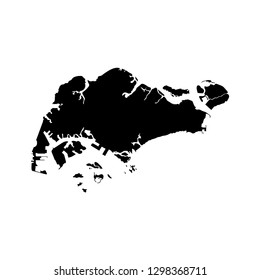Vector isolated illustration icon with simplified map of Republic of Singapore. Black silhouette, white background
