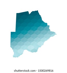 Vector isolated illustration icon with simplified blue silhouette of Botswana map. Polygonal geometric style. White background.