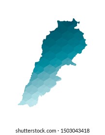 Vector isolated illustration icon with simplified blue silhouette of Lebanon map. Polygonal geometric style. White background.