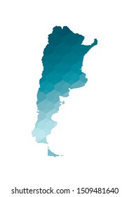 Vector isolated illustration icon with simplified blue silhouette of Argentina map. Polygonal geometric style. White background.