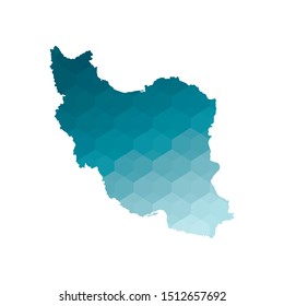 Vector isolated illustration icon with simplified blue silhouette of Islamic Republic of Iran map. Polygonal geometric style. White background.