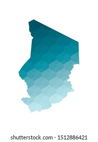 Vector isolated illustration icon with simplified blue silhouette of Chad map. Polygonal geometric style. White background.