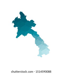 Vector isolated illustration icon with simplified blue silhouette of Laos (Lao People's Democratic Republic) map. Polygonal geometric style. White background.