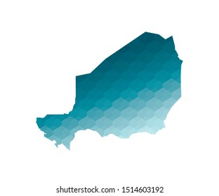 Vector isolated illustration icon with simplified blue silhouette of Niger map. Polygonal geometric style. White background.