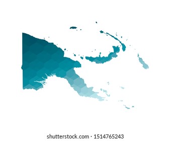 Vector isolated illustration icon with simplified blue silhouette of Papua New Guinea map. Polygonal geometric style. White background