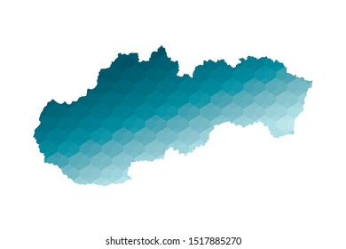 Vector isolated illustration icon with simplified blue silhouette of Slovakia map. Polygonal geometric style. White background.