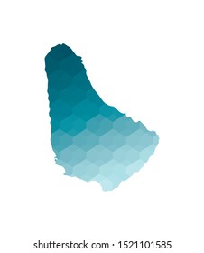 Vector isolated illustration icon with simplified blue silhouette of Barbados map. Polygonal geometric style. White background.