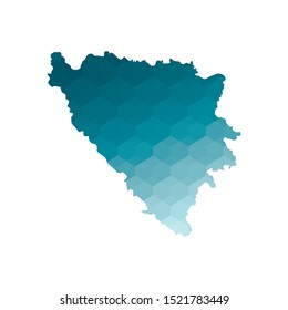 Vector isolated illustration icon with simplified blue silhouette of Bosnia and Herzegovina map. Polygonal geometric style. White background.