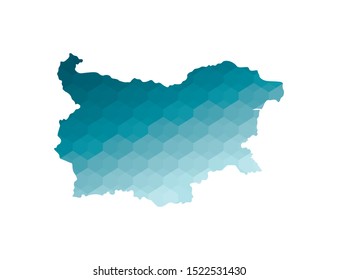 Vector isolated illustration icon with simplified blue silhouette of Bulgaria map. Polygonal geometric style. White background.