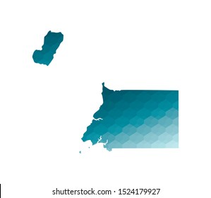 Vector isolated illustration icon with simplified blue silhouette of Equatorial Guinea map. Polygonal geometric style. White background.