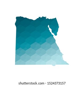 Vector isolated illustration icon with simplified blue silhouette of Egypt map. Polygonal geometric style. White background.