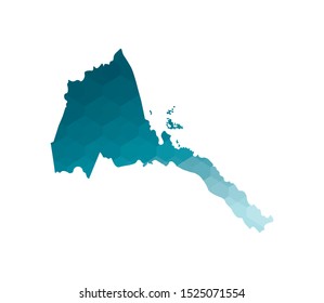 Vector isolated illustration icon with simplified blue silhouette of Eritrea map. Polygonal geometric style. White background.