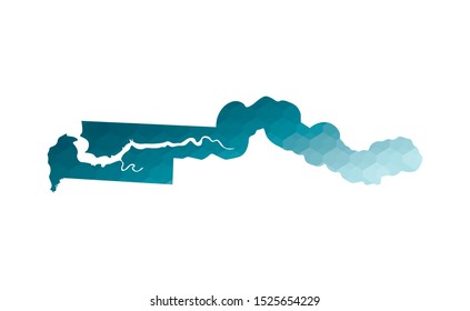 Vector isolated illustration icon with simplified blue silhouette of Gambia map. Polygonal geometric style. White background.