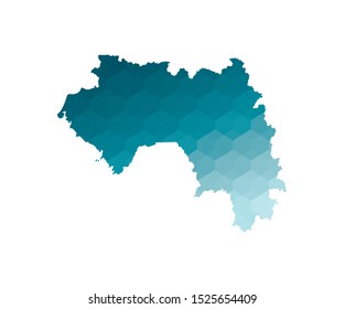 Vector isolated illustration icon with simplified blue silhouette of Guinea map. Polygonal geometric style. White background.