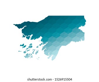 Vector isolated illustration icon with simplified blue silhouette of Guinea-Bissau map. Polygonal geometric style. White background.
