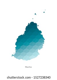 Vector isolated illustration icon with simplified blue silhouette of Mauritius map. Polygonal geometric style. White background.